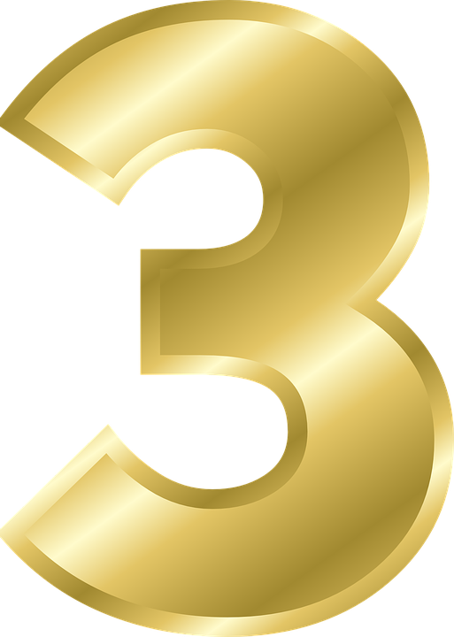 Golden Number Three Graphic PNG