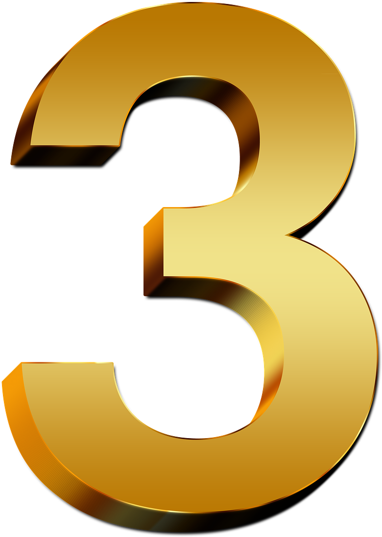 Golden Number Three Graphic PNG