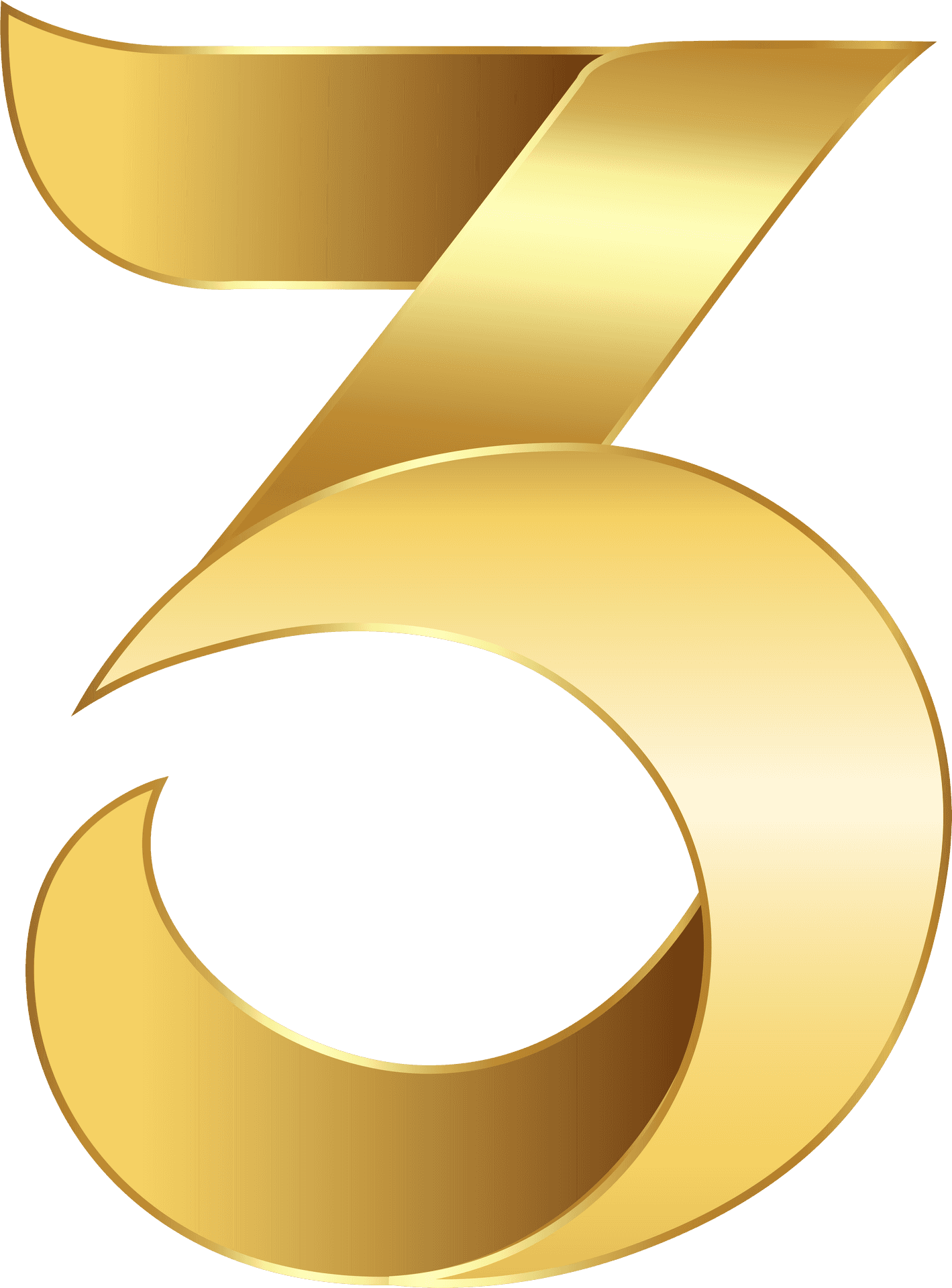 Golden Number Three Graphic PNG