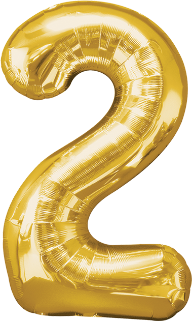 Golden Number2 Balloon PNG