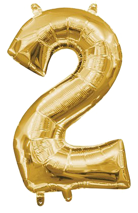 Golden Number2 Balloon PNG