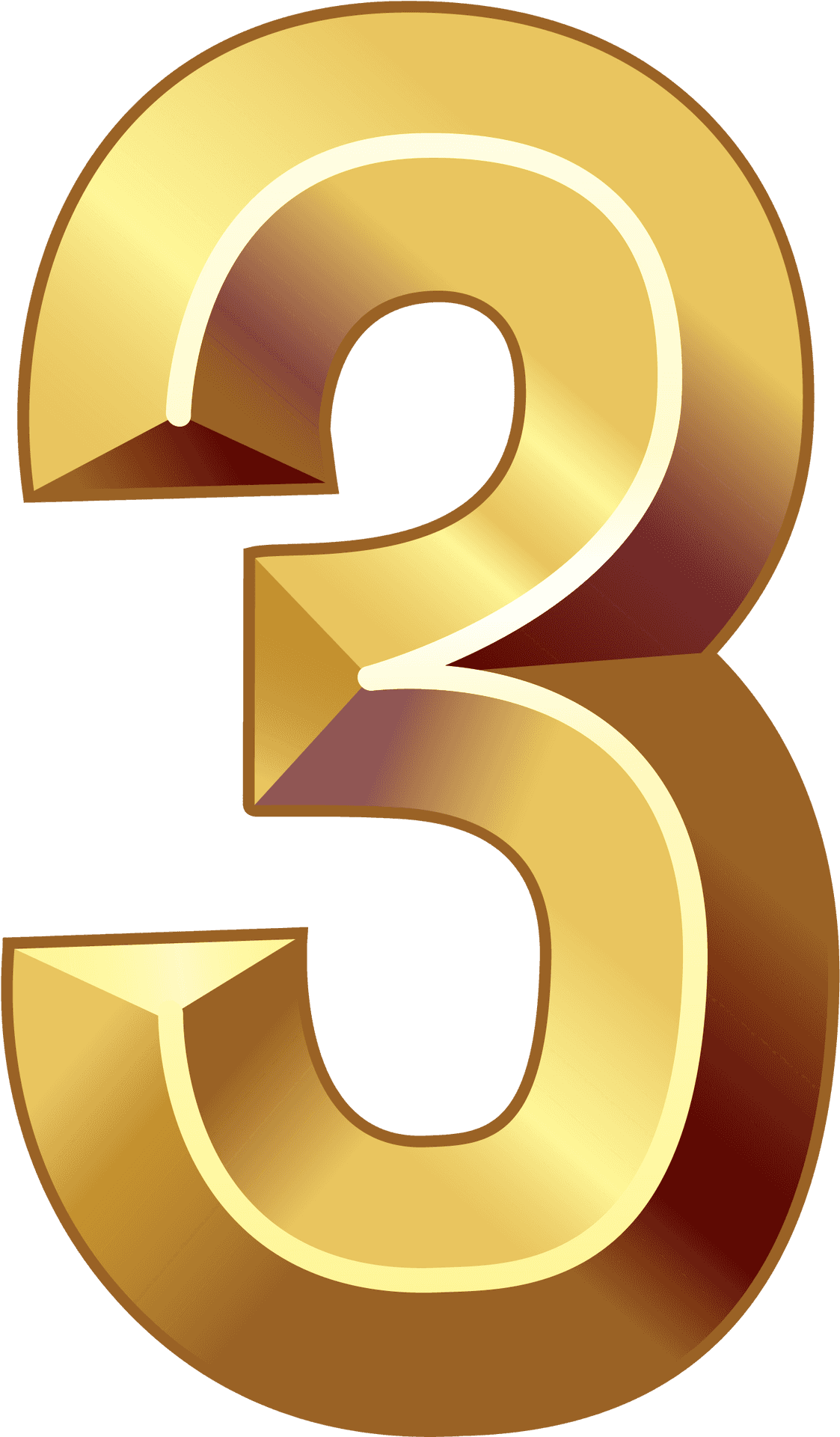 Golden Number3 Illustration PNG