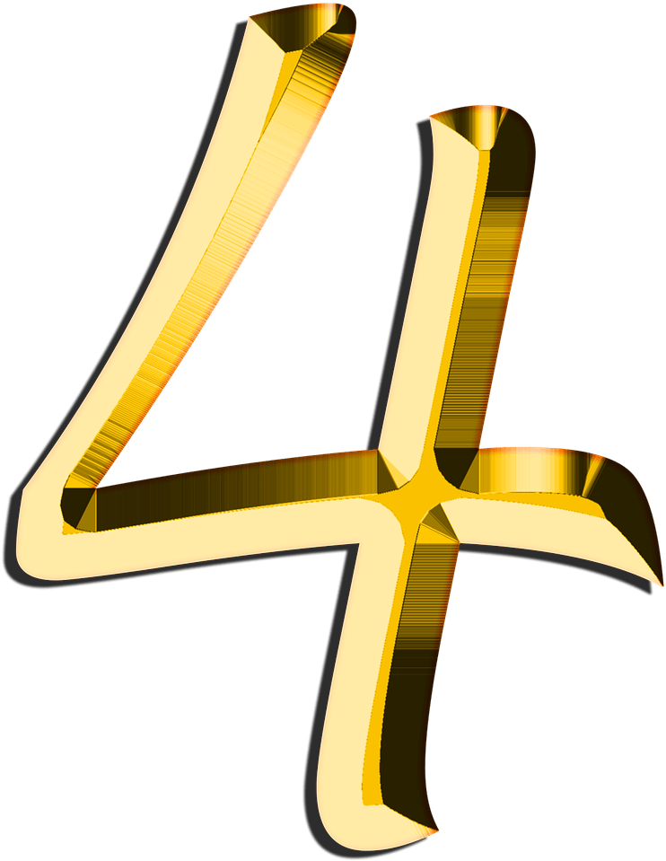 Golden Number4 Graphic PNG
