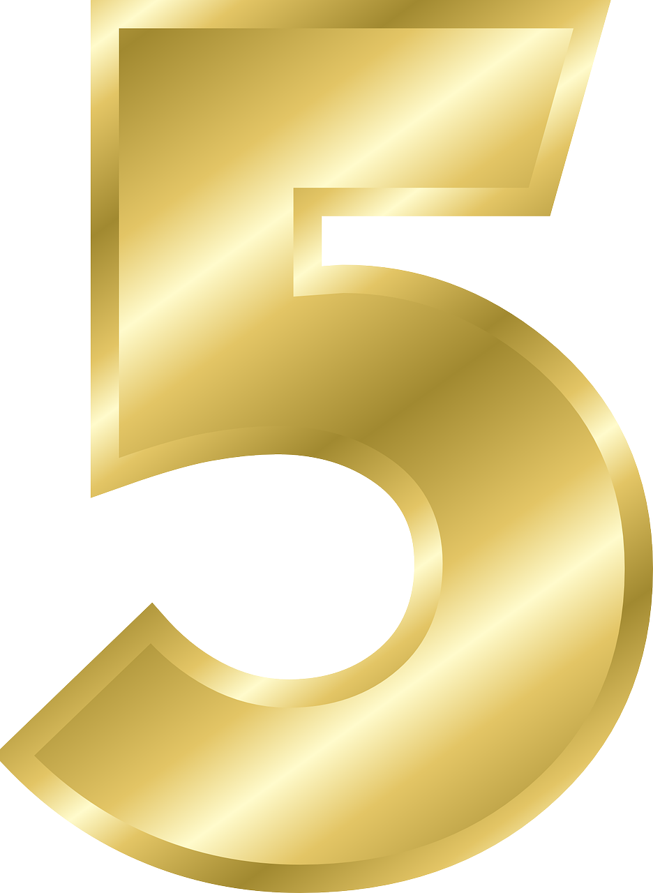 Golden Number5 PNG