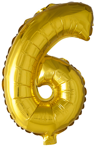 Golden Number6 Balloon PNG