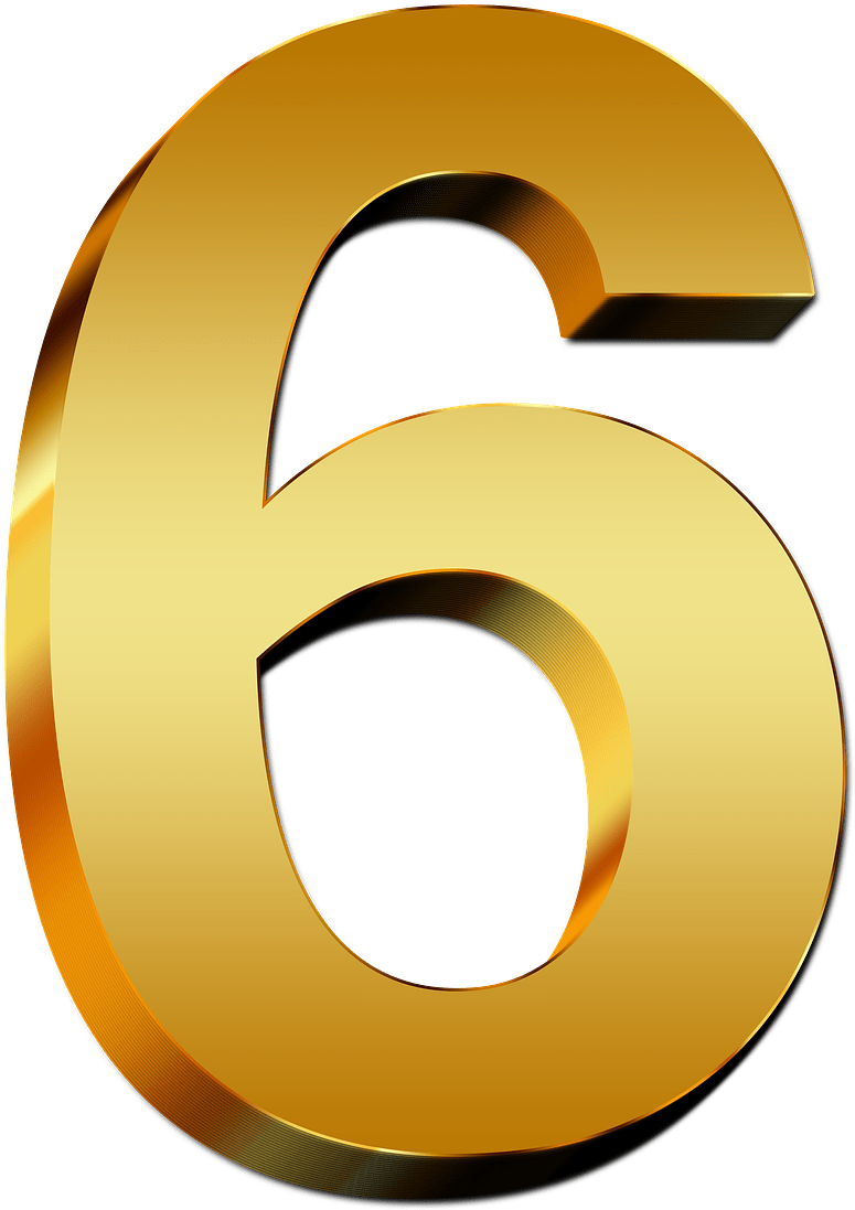 Golden Number6 Graphic PNG