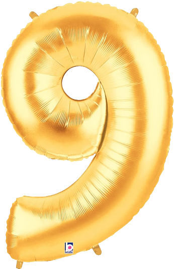 Golden Number9 Balloon PNG