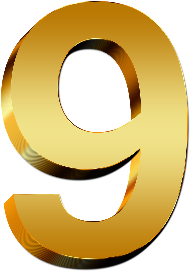 Golden Number9 Graphic PNG