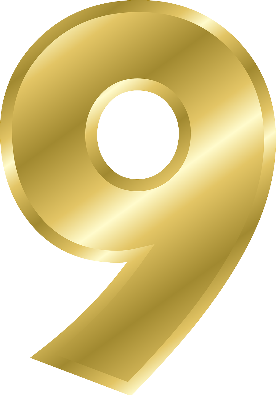 Golden Number9 Graphic PNG