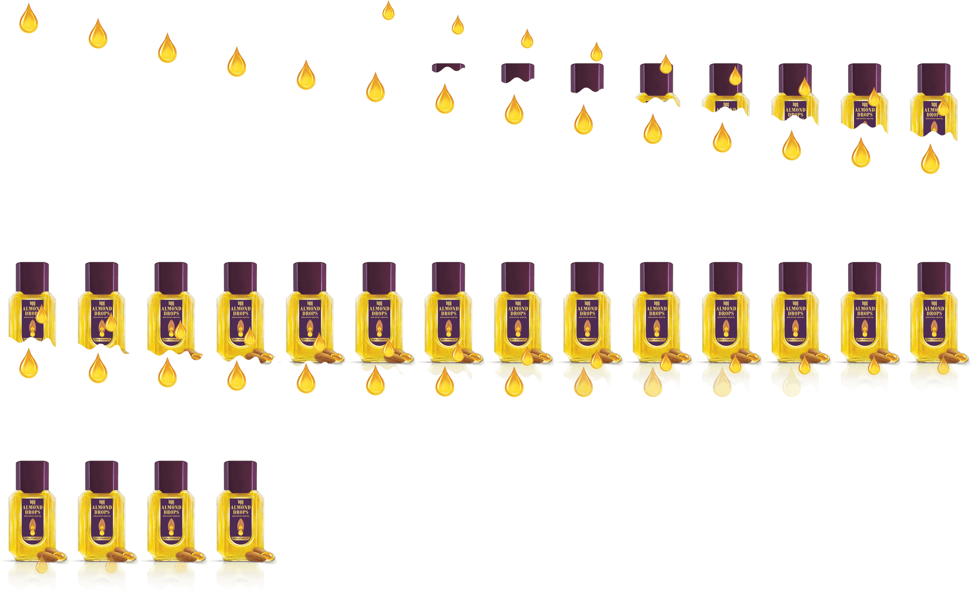 Golden Oil Bottles Pattern PNG