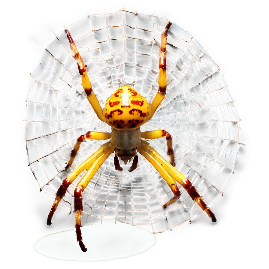 Golden Orb Spideron Web PNG