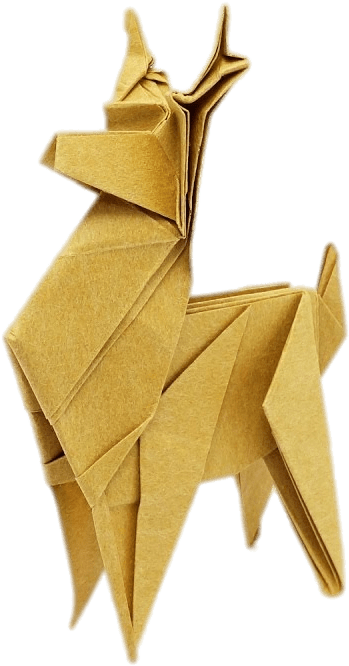 Golden Origami Deer PNG