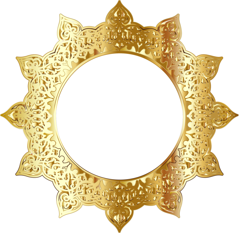 Golden Ornate Circle Frame PNG