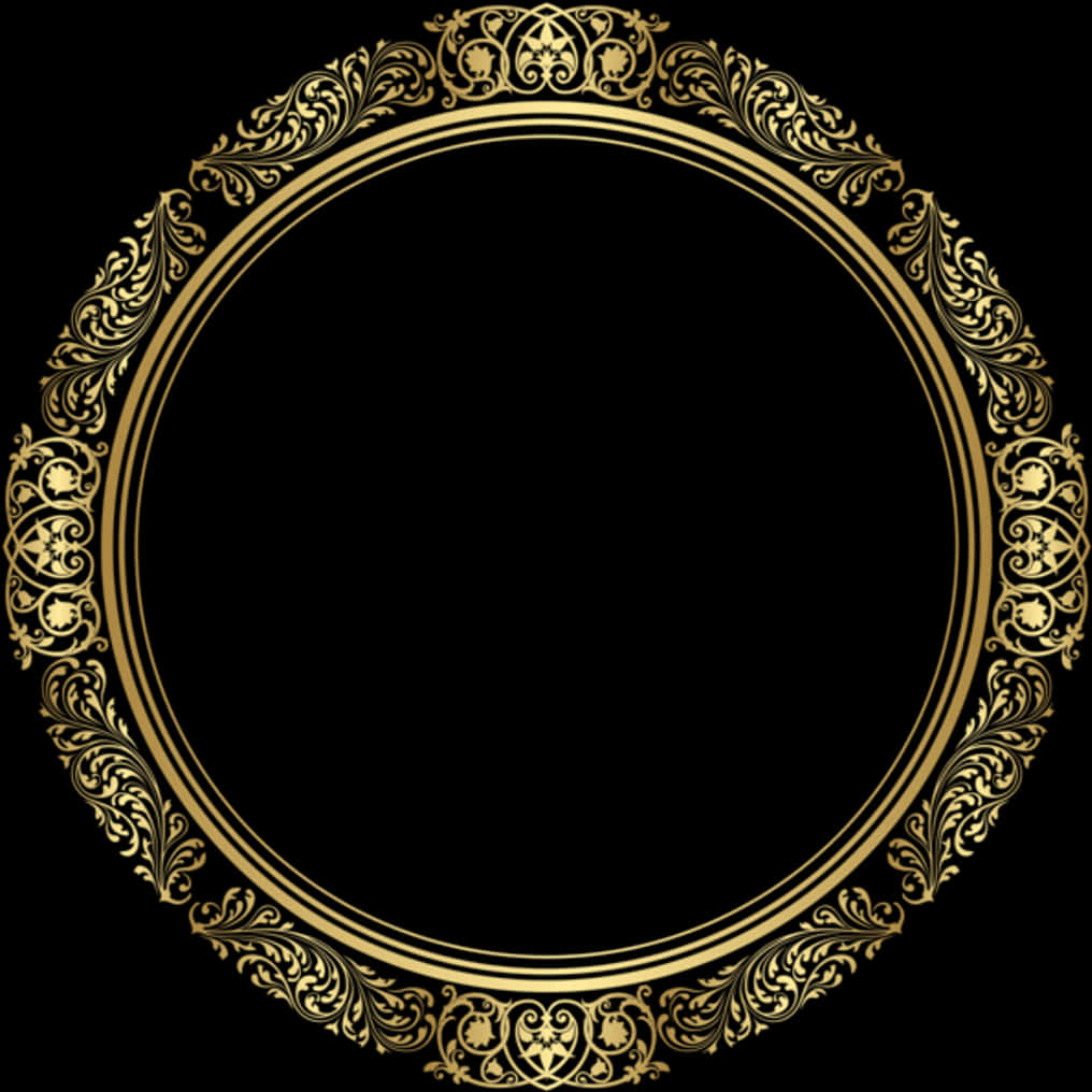Golden Ornate Frame Circle PNG