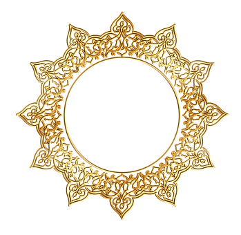 Golden Ornate Frameon Black Background PNG