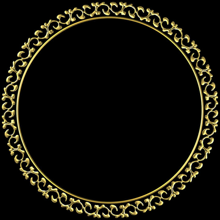 Golden Ornate Round Frame PNG