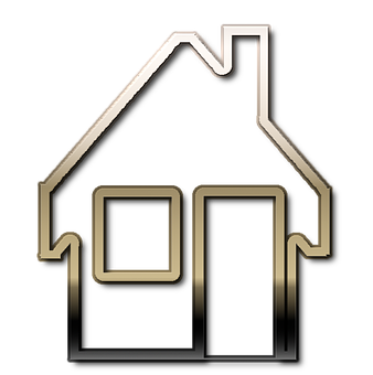 Golden Outline House Icon PNG