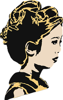 Golden Outlined Profile Art PNG
