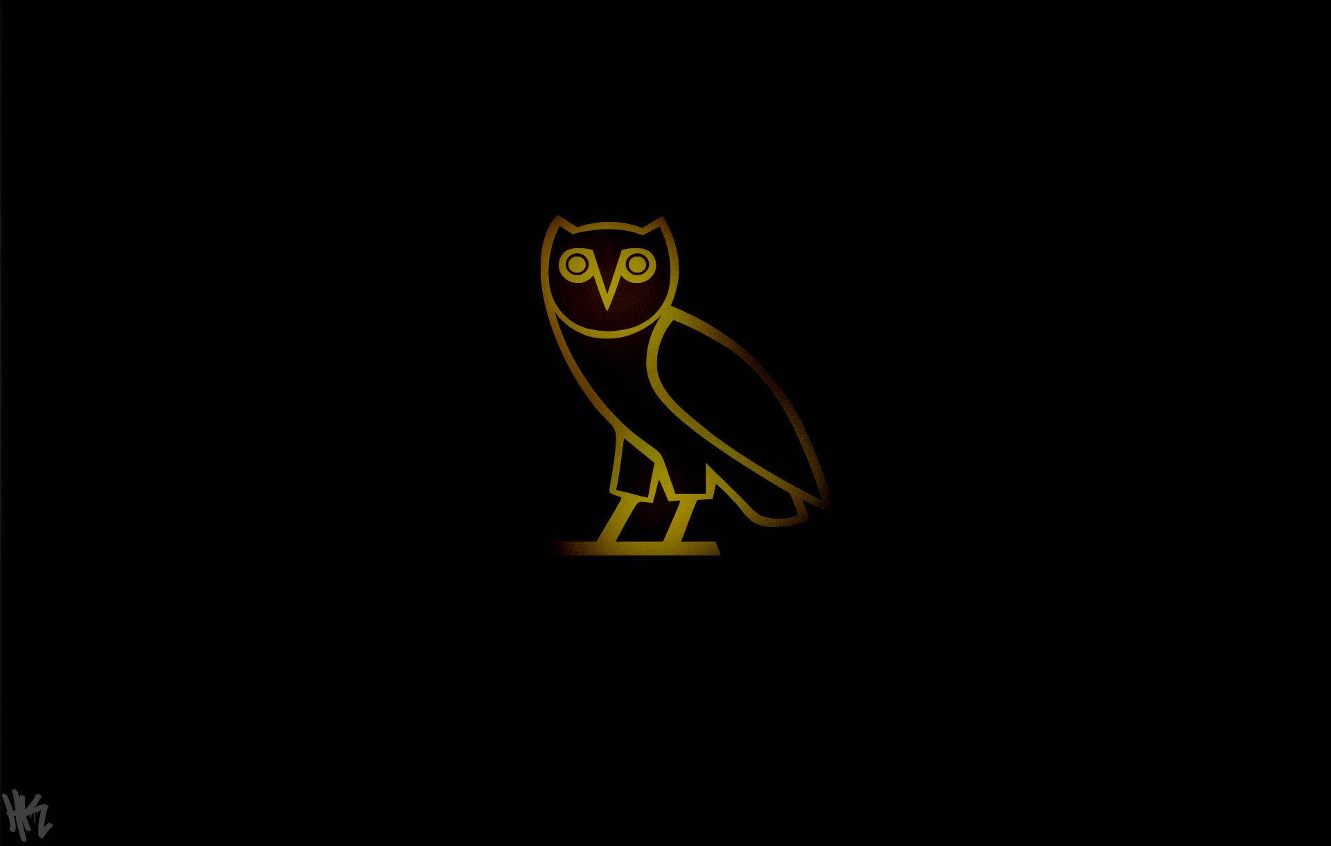 Golden Owl Logoon Black Background Wallpaper