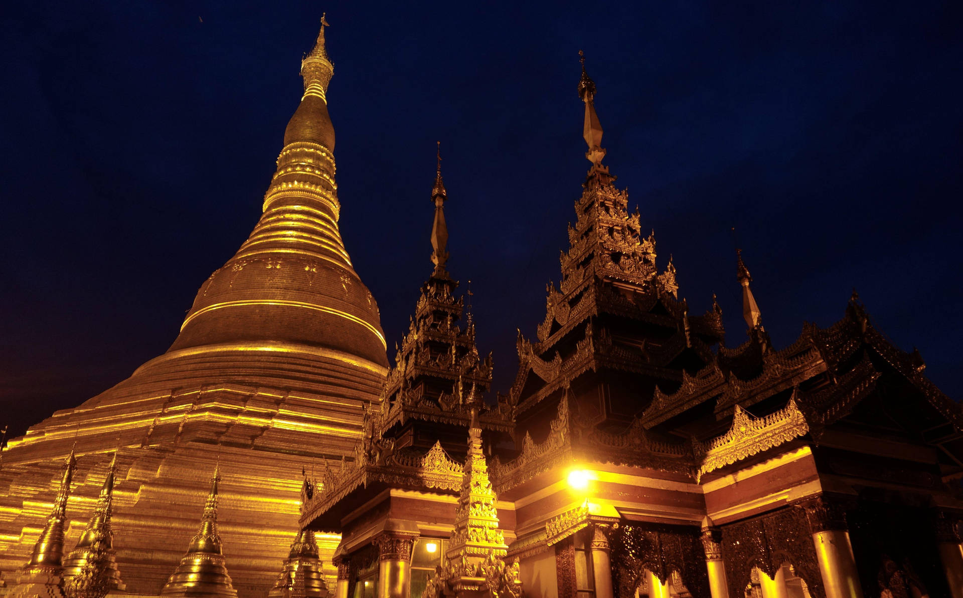 Golden Pagodas In Burma