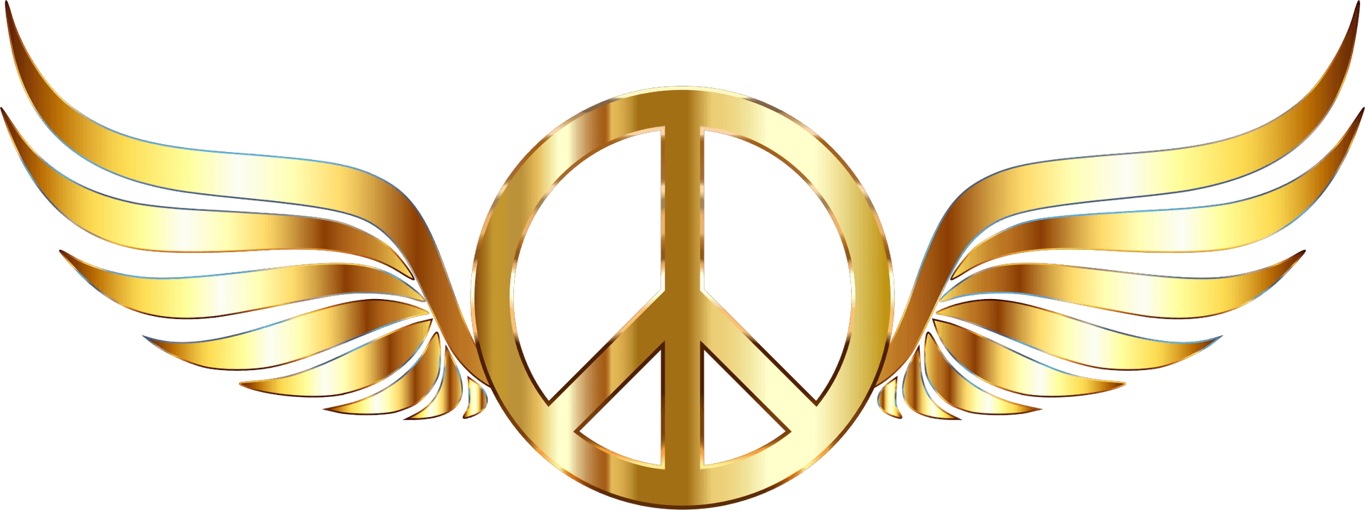 Golden Peace Symbol Wings Logo PNG