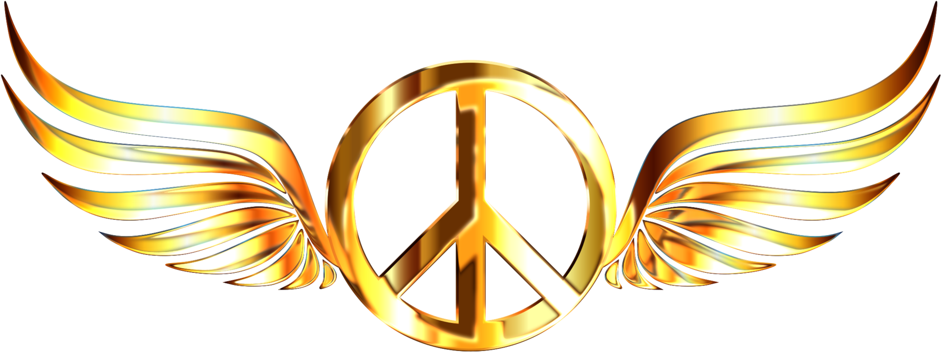 Golden Peace Symbol Wings PNG