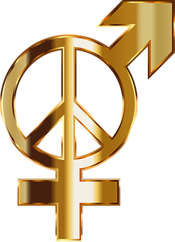 Golden Peaceand Love Symbol PNG