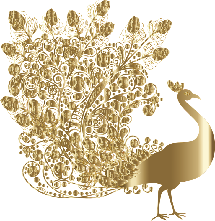 Golden Peacock Artwork PNG