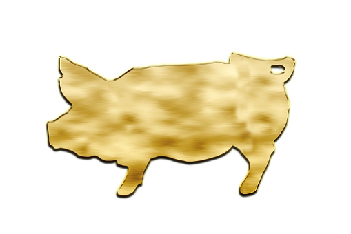 Golden Pig Silhouette Black Background PNG