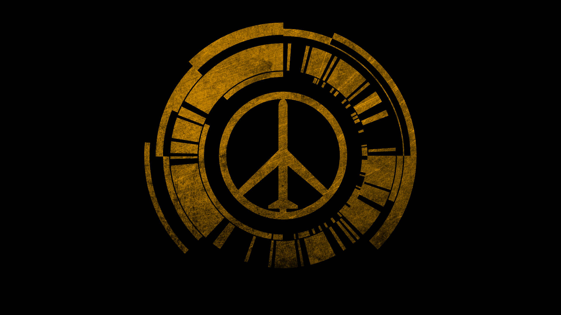 Golden Plane Peace Symbol Background