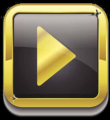 Golden Play Button Icon PNG