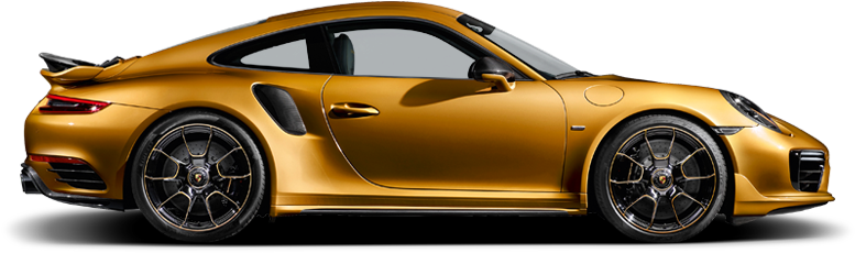 Golden Porsche911 Turbo Side Profile PNG