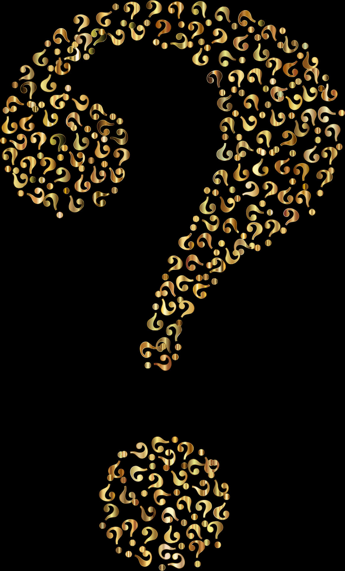 Golden Question Marks Forming Larger Question Mark PNG