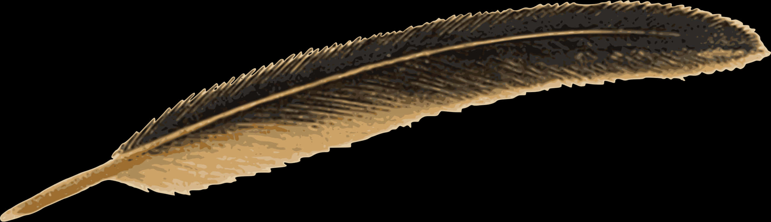 Golden Quill Feather Isolated PNG