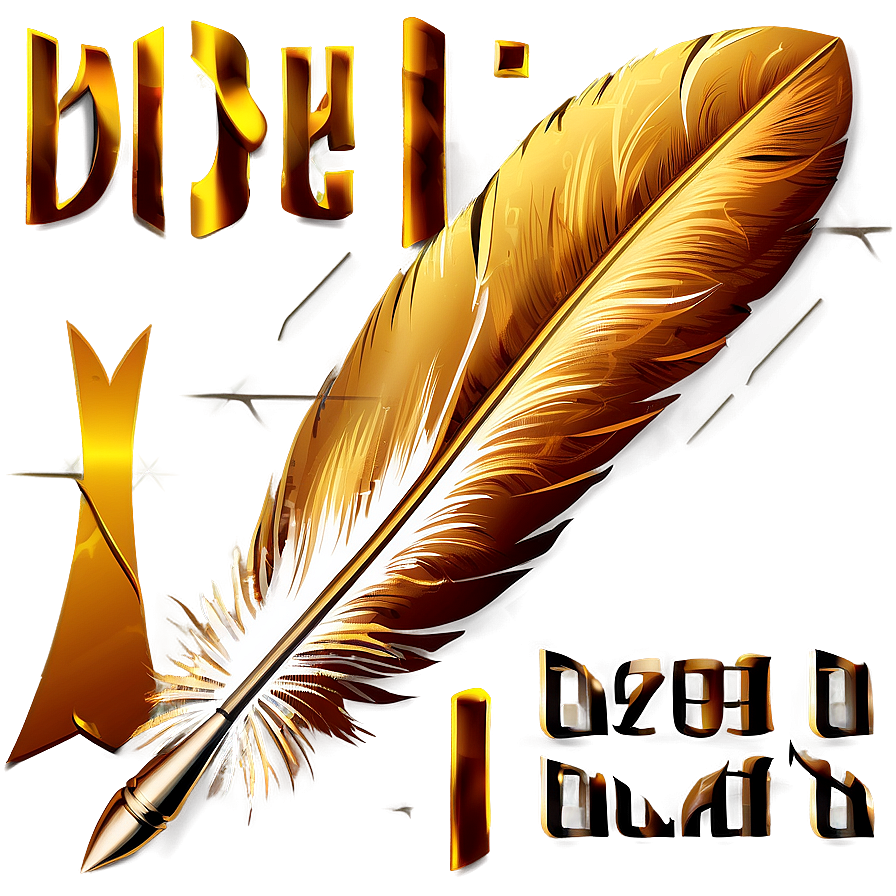 Golden Quill Pen Png 06122024 PNG