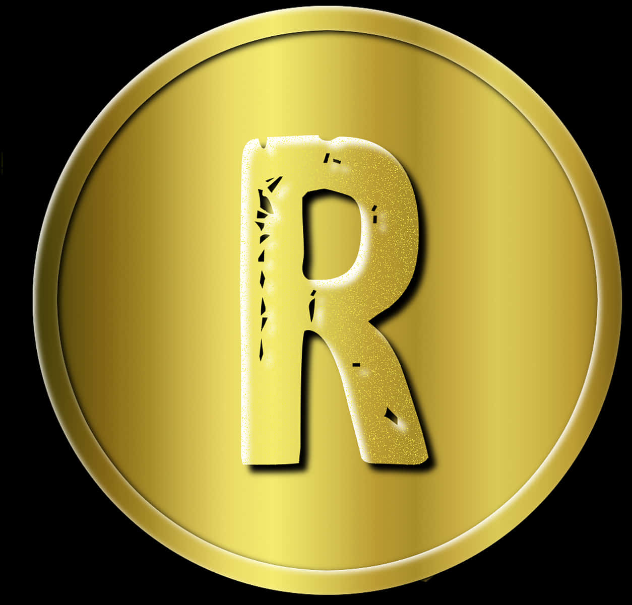 Golden R Symbol Circle PNG