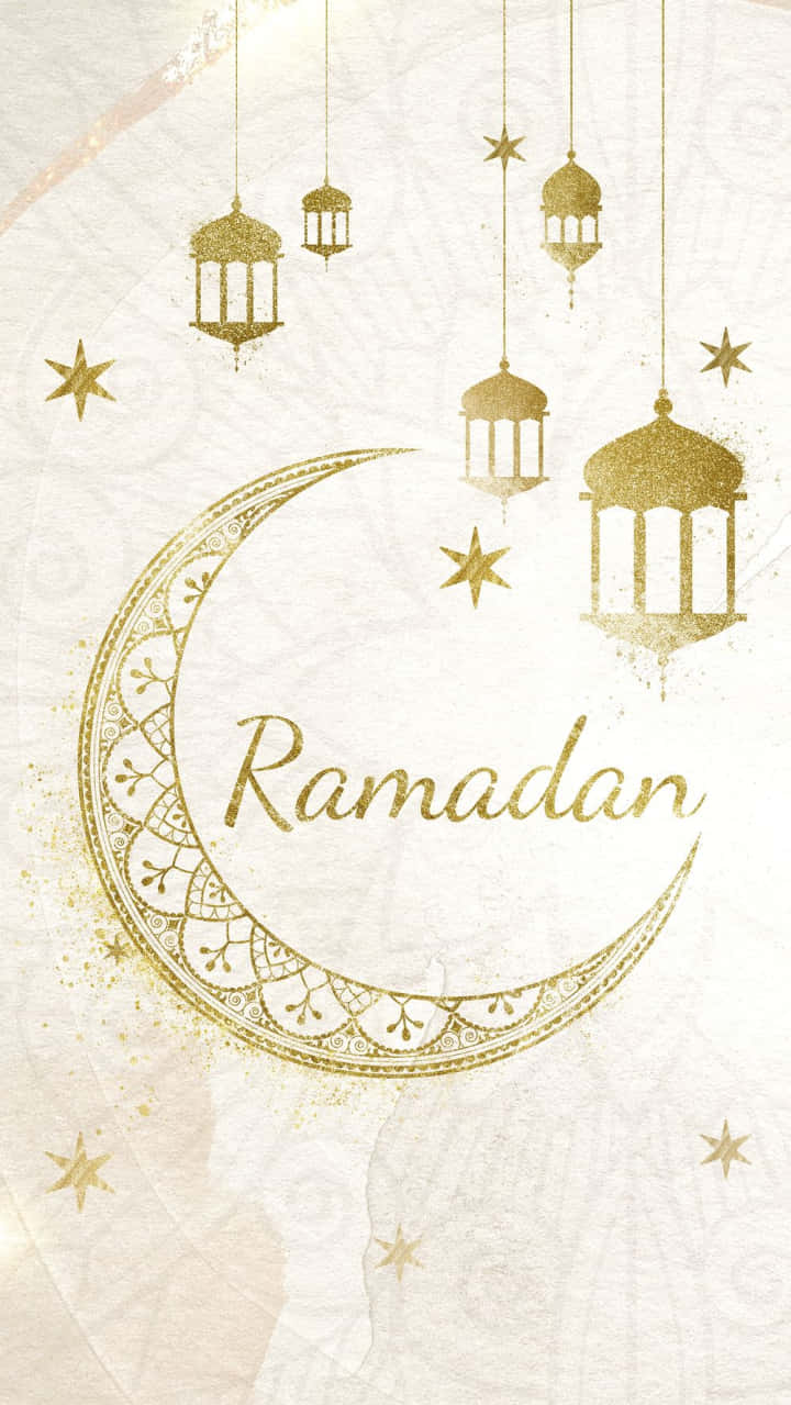 Golden_ Ramadan_ Crescent_and_ Lanterns Wallpaper
