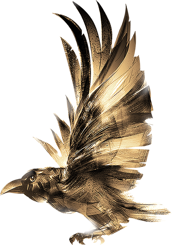 Golden Raven Illustration PNG