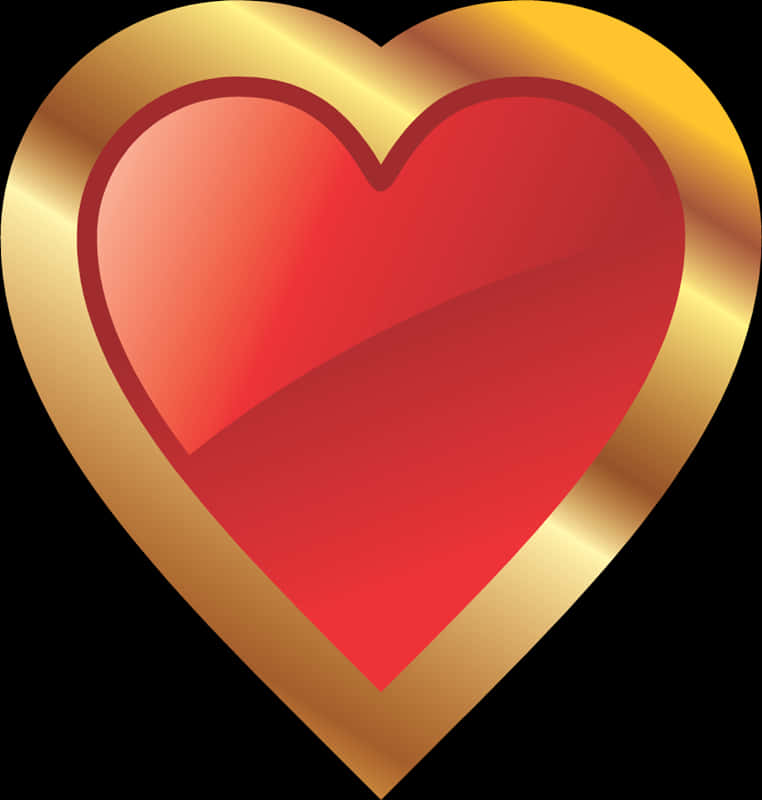 Golden Red Heart Graphic PNG