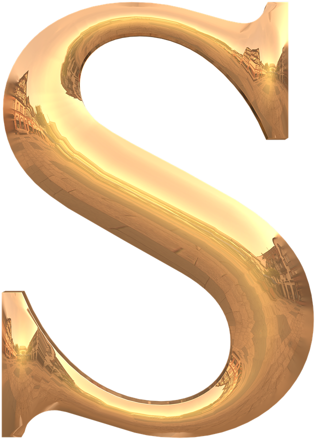 Golden Reflective Letter S PNG