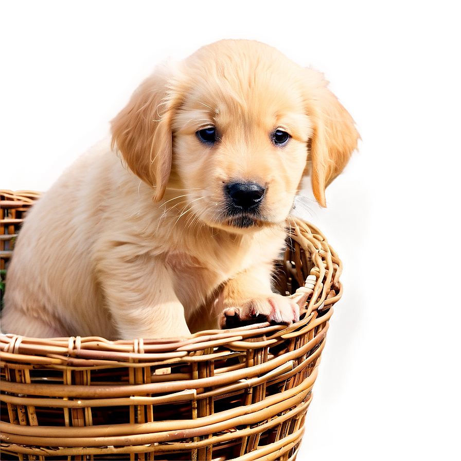 Golden Retriever Puppy In Basket Png 98 PNG