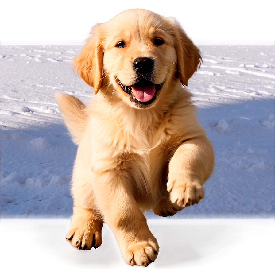 Golden Retriever Puppy In Snow Png 18 PNG