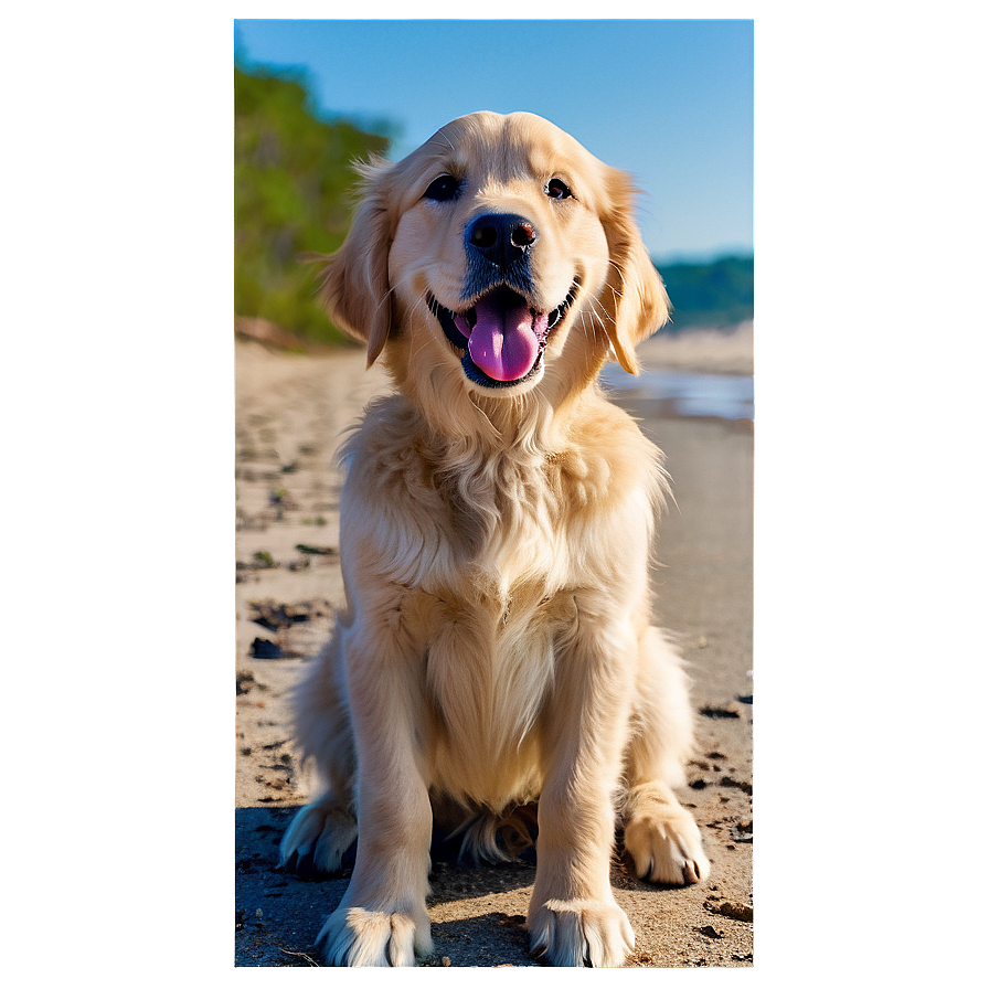 Golden Retriever Puppy On Beach Png Ows35 PNG