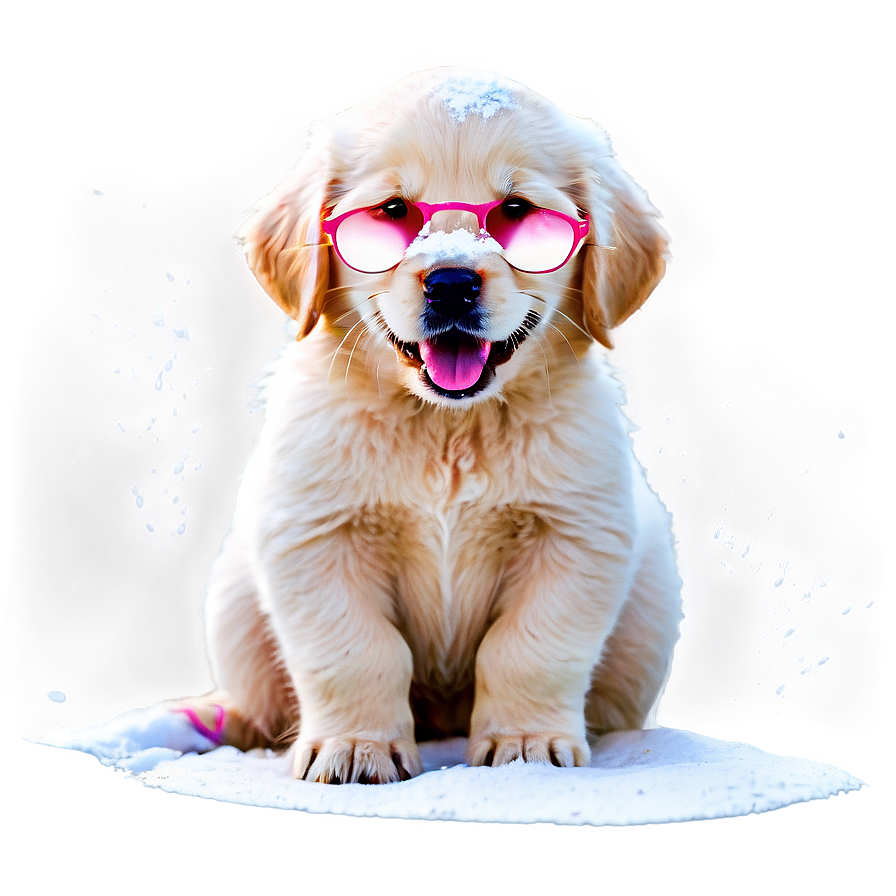 Golden Retriever Puppy Snow Play Png 94 PNG