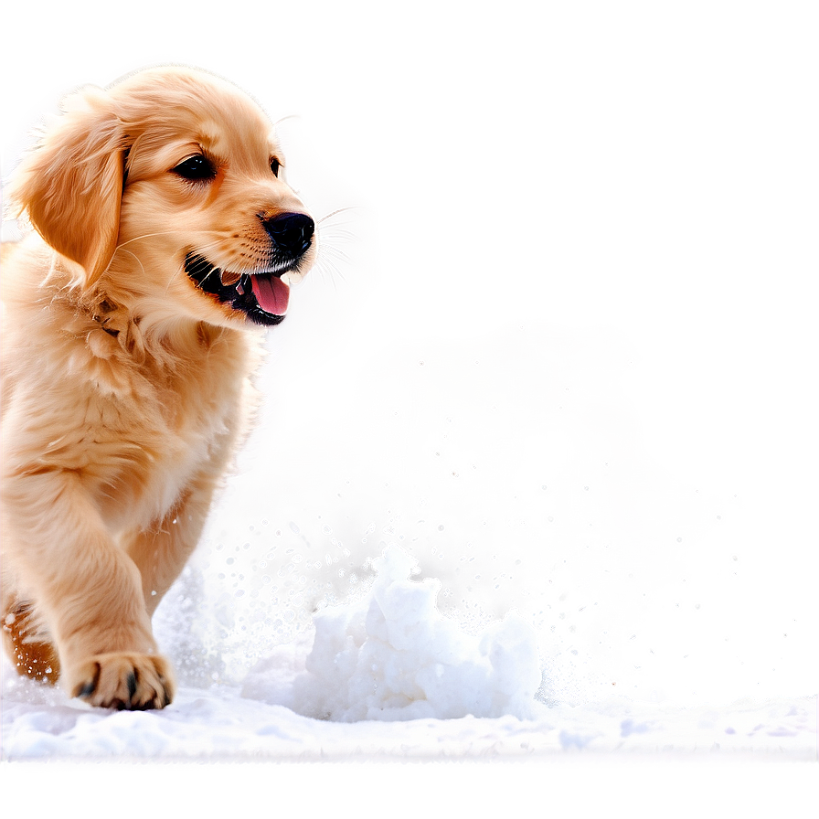 Golden Retriever Puppy Snow Play Png Ckb PNG