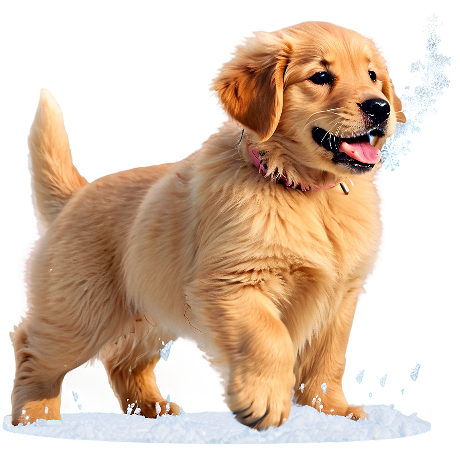 Golden Retriever Puppy Snow Play Png Hde PNG