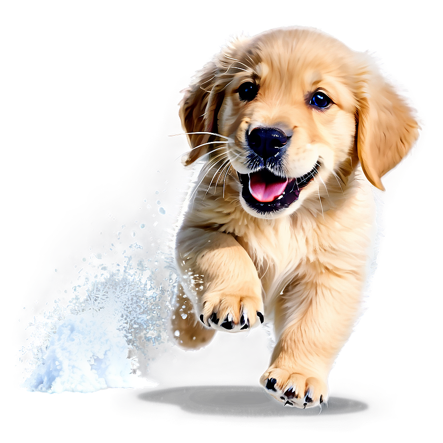 Golden Retriever Puppy Snow Play Png Wwm16 PNG