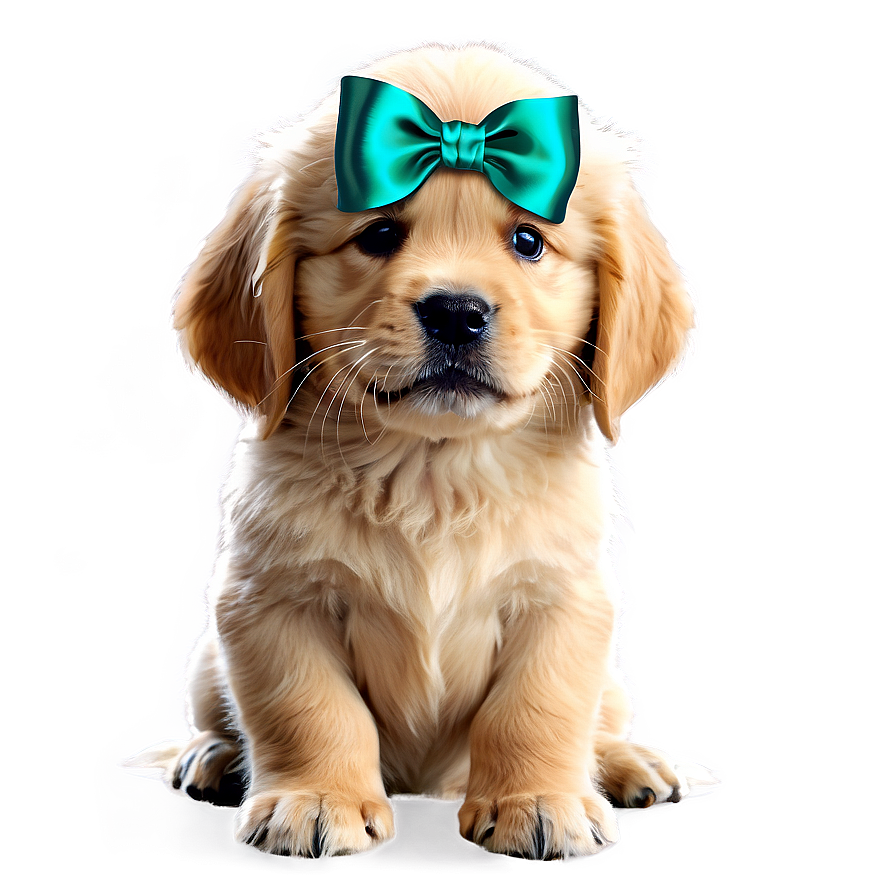 Golden Retriever Puppy With Bow Png 06252024 PNG