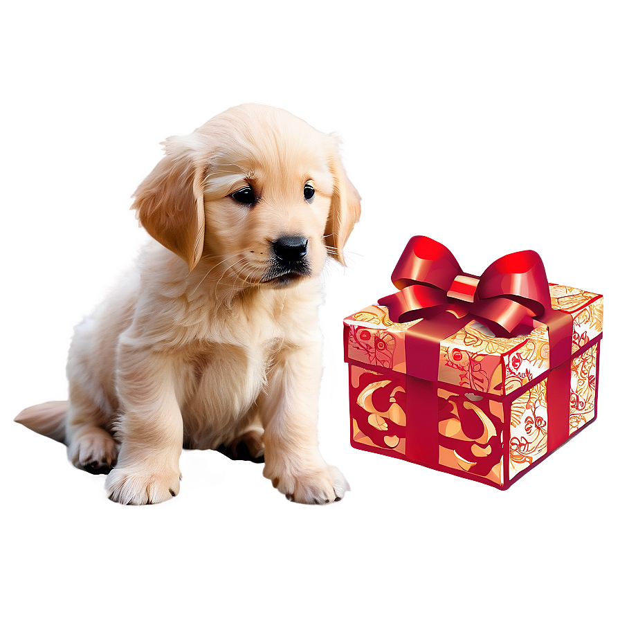 Golden Retriever Puppy With Bow Png Uca PNG