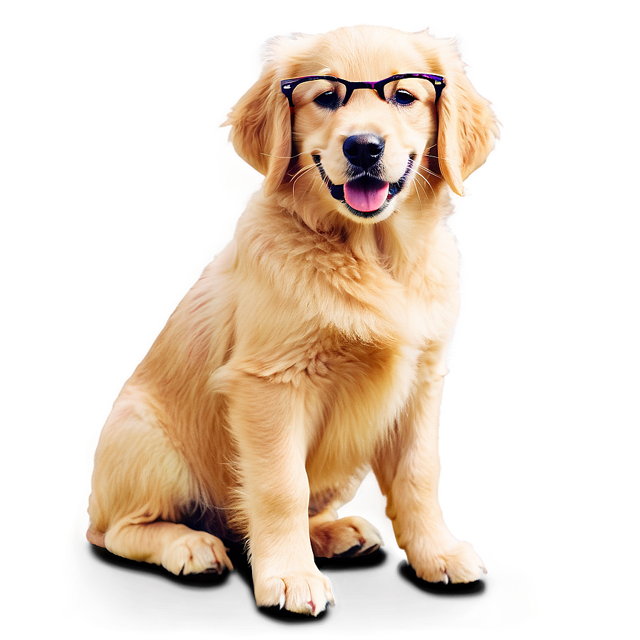 Golden Retriever Puppy With Glasses Png Ffv84 PNG